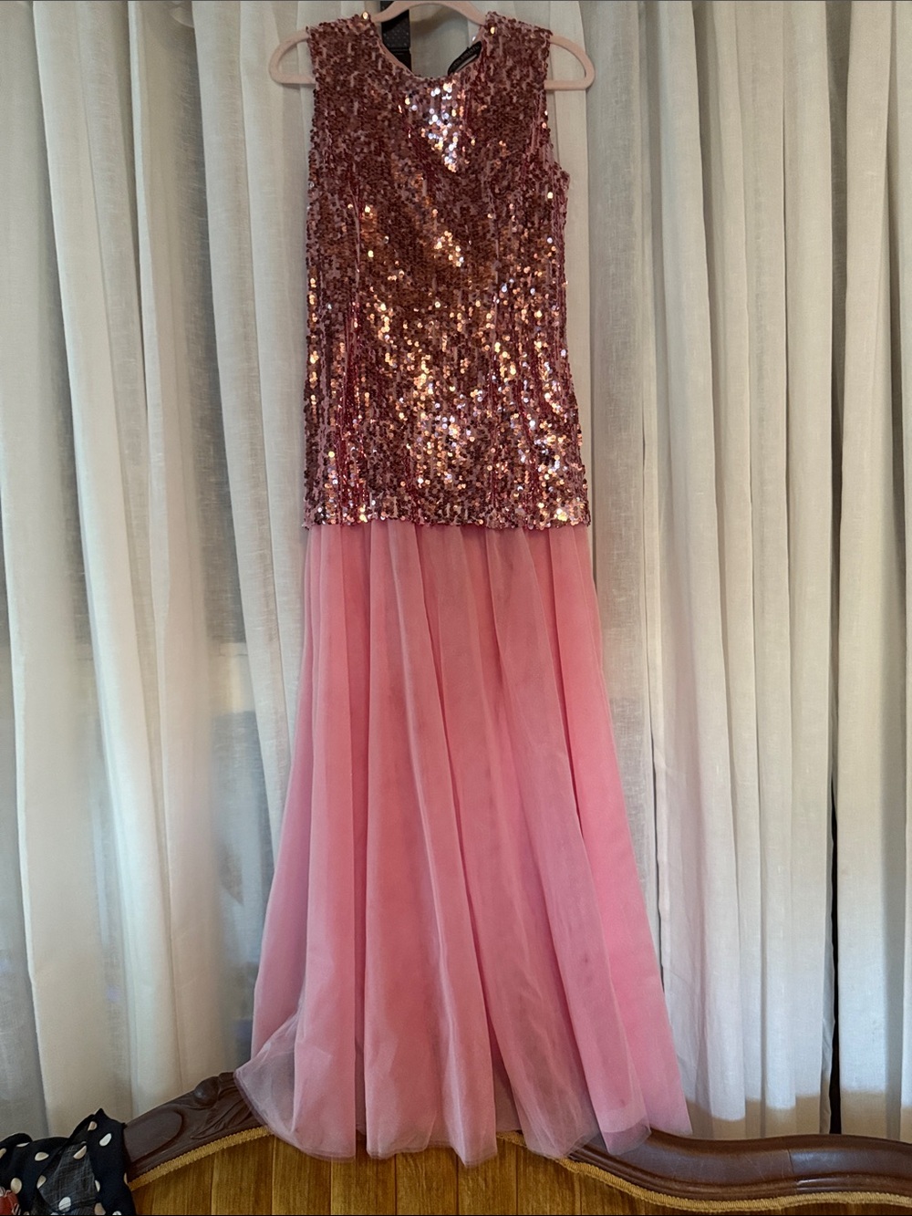 Sequin & Tulle Formal Made in Italy Dress in Pink